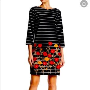 Lands’ End Strip and Flowers Dress Sz 12